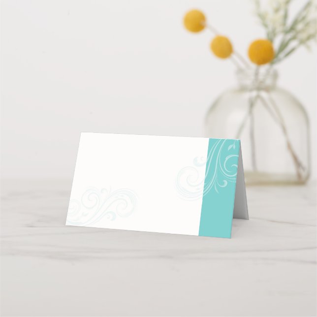 Turquoise Seating Card, Caroline Wedding Place Card (Front)