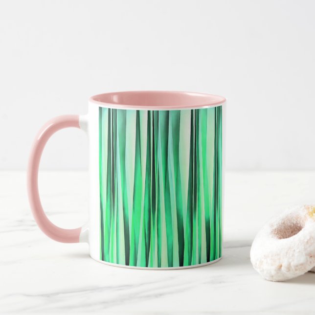Turquoise Serenity Stripy Pattern Mug (With Donut)
