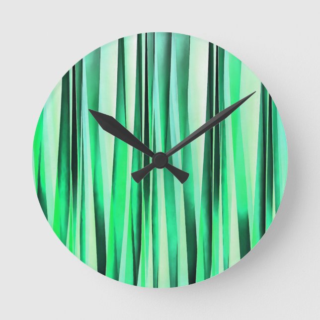 Turquoise Serenity Stripy Pattern Round Clock (Front)