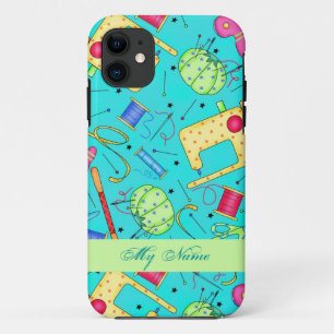 Turquoise Sewing Art Personalised iPhone 5 Case