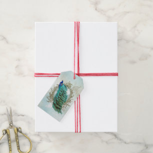 Turquoise Shabby Peacock Gift Tags