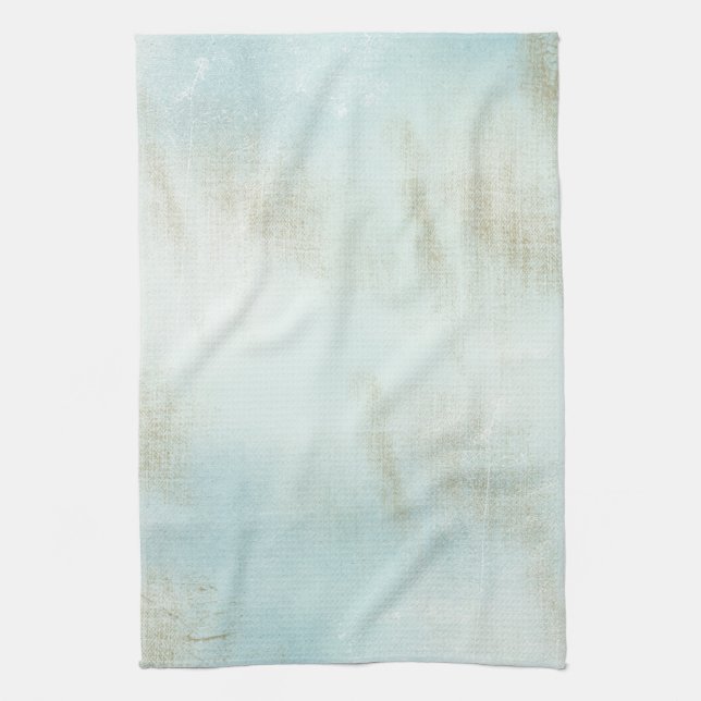 Turquoise Shabby Peacock Tea Towel (Vertical)