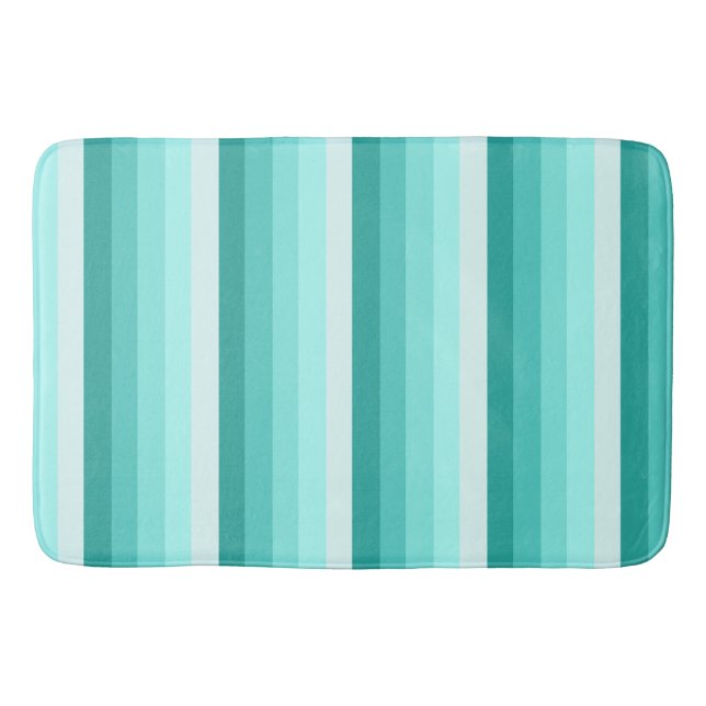 Turquoise shadow stripes bath mat (Front)