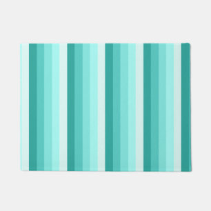 Turquoise shadow stripes doormat