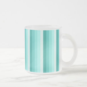 Turquoise shadow stripes frosted glass coffee mug