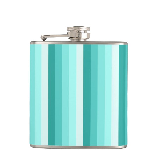Turquoise shadow stripes hip flask (Front)