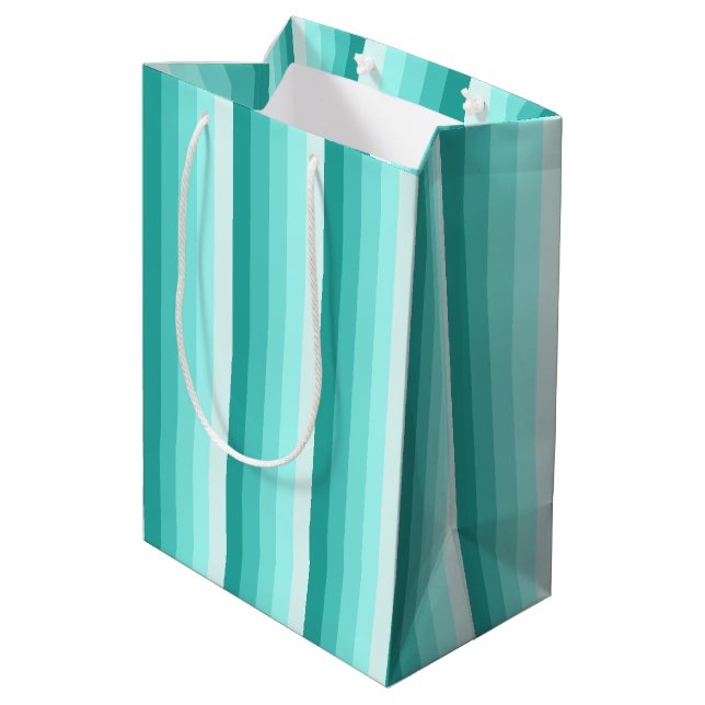 Turquoise shadow stripes medium gift bag (Back Angled)
