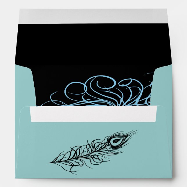Turquoise Shake your Tail Feathers Invite Envelope (Back (Bottom))