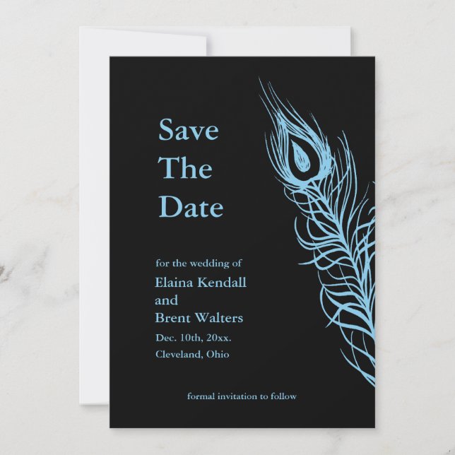 Turquoise Shake your Tail Feathers Save the Date (Front)