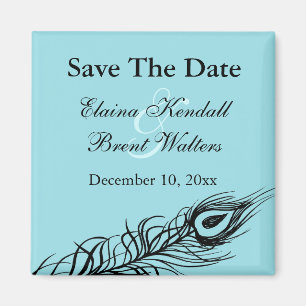 Turquoise Shake your Tail Feathers Save the Date Magnet