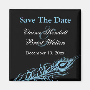 Turquoise Shake your Tail Feathers Save the Date Magnet