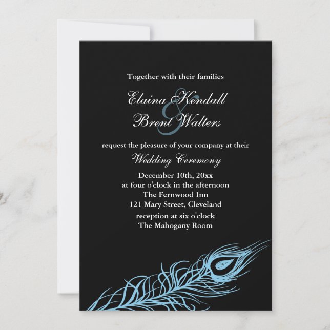 Turquoise Shake your Tail Feathers Wedding Invite (Front)