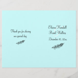 Turquoise Shake your Tail Feathers Wedding Program
