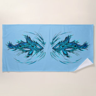 Turquoise Shark Tattoo Beach Towel