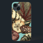 Turquoise Shell and Red Coral Collection iPhone 13 Case<br><div class="desc">Go underwater to explore the sea with all these different sea creatures. This vintage piece of art is a perfect addition to any sea anemone lovers with a vibrant turquoise background and red accents on the seashells. Get your art print today on your product.</div>