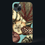 Turquoise Shell and Red Coral Collection iPhone 13 Case<br><div class="desc">Go underwater to explore the sea with all these different sea creatures. This vintage piece of art is a perfect addition to any sea anemone lovers with a vibrant turquoise background and red accents on the seashells. Get your art print today on your product.</div>