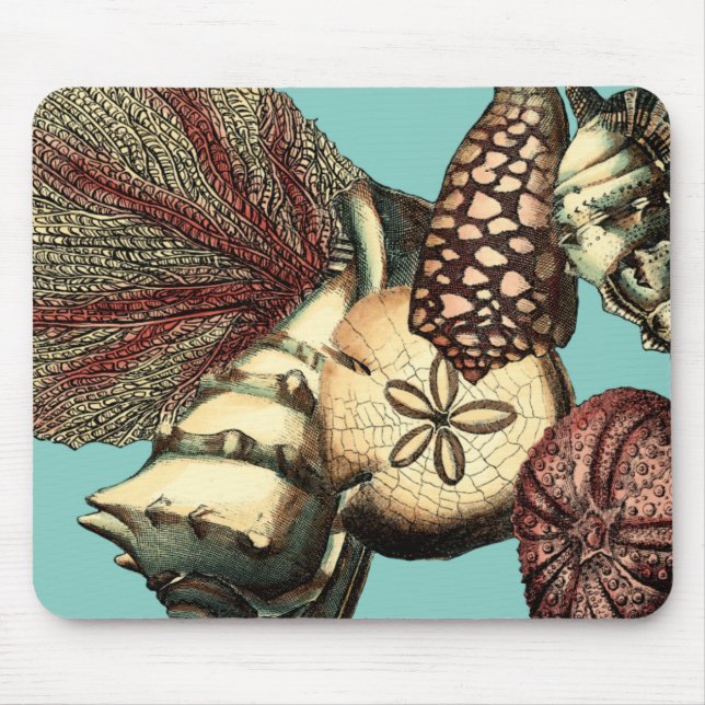 Turquoise Shell and Red Coral Collection Mouse Mat (Front)