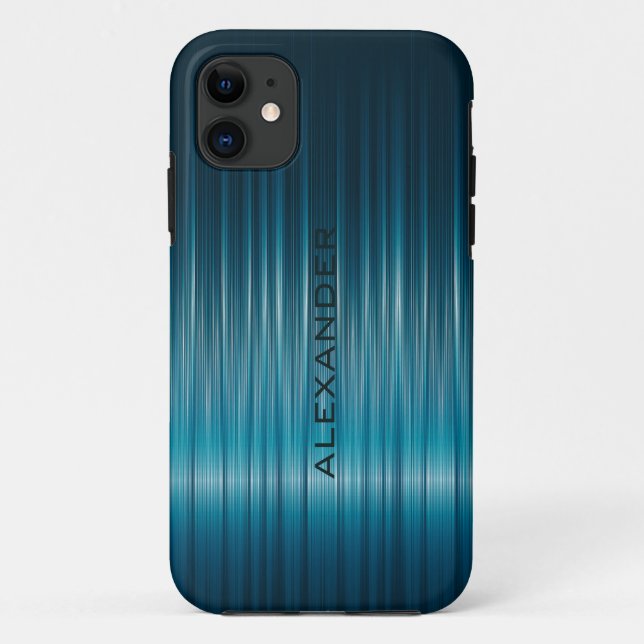 Turquoise Shiny Carbon Fibre Look Case-Mate iPhone Case (Back)