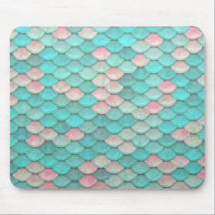 Turquoise Shiny Fish Scales Effect Pattern Mouse Mat