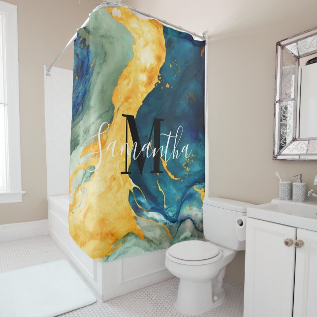 Turquoise Shower Curtain (In Situ)