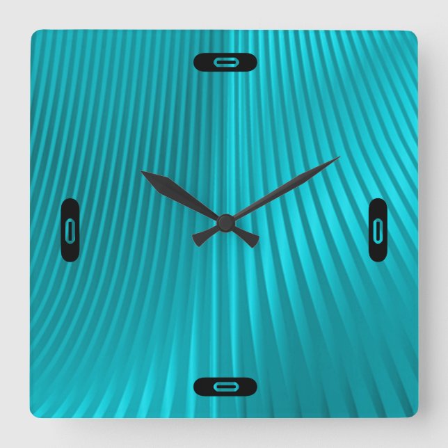 turquoise "silk" square wall clock (Front)