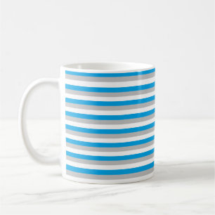 Turquoise, Silver and White Stripes Coffee Mug