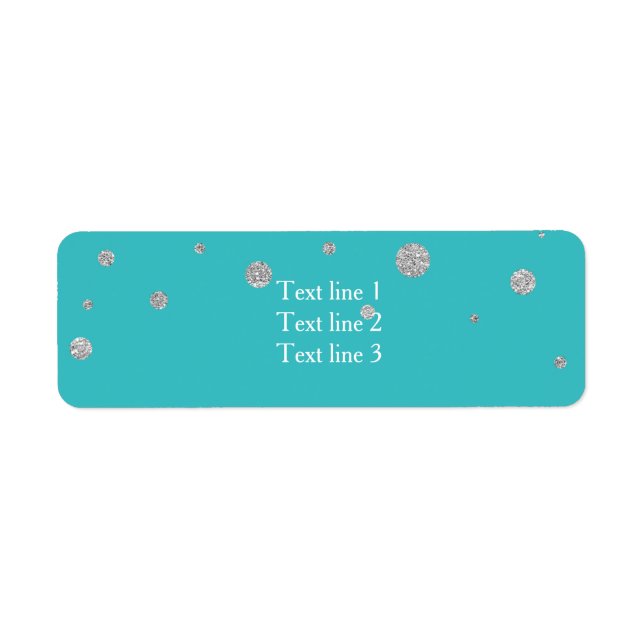 Turquoise & Silver Glitter Card Address Labels (Front)