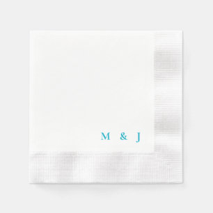 Turquoise Simple Bride & Groom Initials Wedding Napkin
