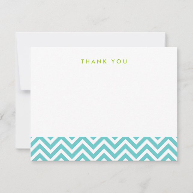 Turquoise Simple Chevron Thank You Note Cards (Front)