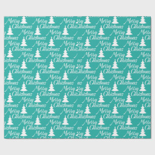 Turquoise Simple Christmas Tree Wrapping Paper
