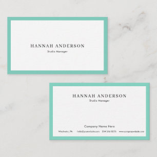 Turquoise Simple Professional Elegant Business Card