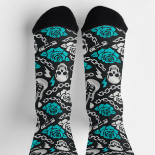 Turquoise Skull Soundwave Crew Sock