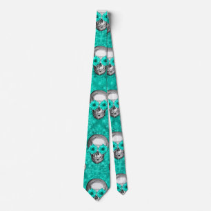 Turquoise Skulls and Sunflower Series Design 11 Tie