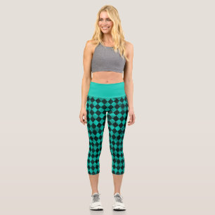 Turquoise Skulls and Sunflower Series Design 13 Capri Leggings