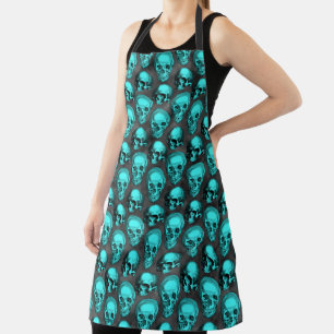 Turquoise Skulls and Sunflower Series Design 1   Apron
