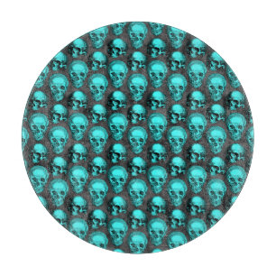 Turquoise Skulls and Sunflower Series Design 1 Lic Cutting Board