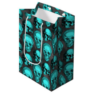 Turquoise Skulls and Sunflower Series Design 1 Medium Gift Bag