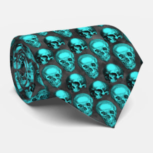 Turquoise Skulls and Sunflower Series Design 1  Tie