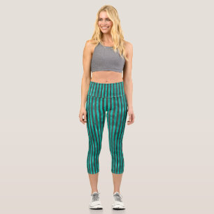 Turquoise Skulls and Sunflower Series Design 4 Capri Leggings
