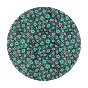 Turquoise Skulls and Sunflower Series Design 5  Cutting Board