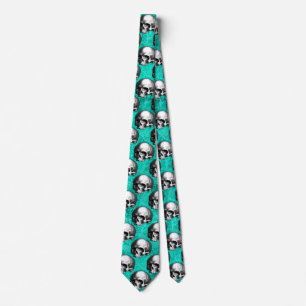 Turquoise Skulls and Sunflower Series Design 8  Tie