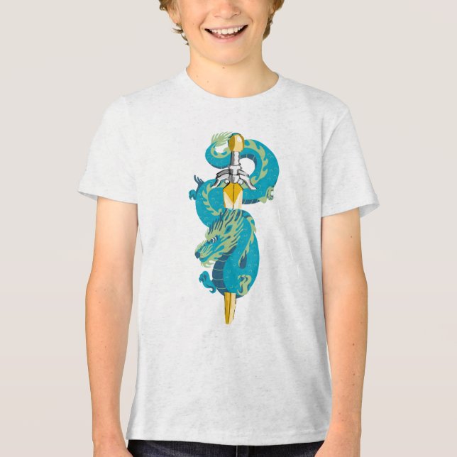 Turquoise Sky Dragon Emblem Tri-Blend Shirt (Front)