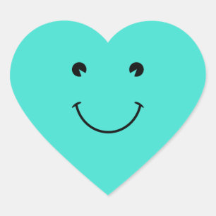 Turquoise  Smile Heart Sticker