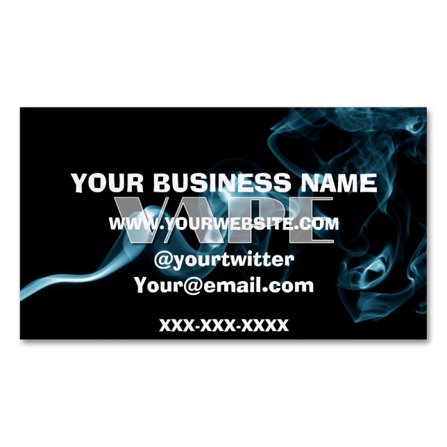 Turquoise Smoke Vape Landscape Magnetic Business Card (Front)