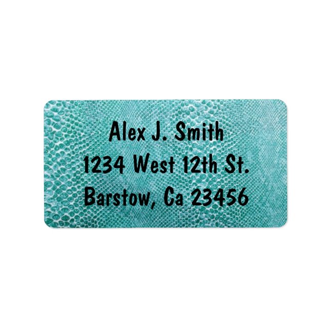 Turquoise Snake Skin Stylish Classy Elegant Label (Front)