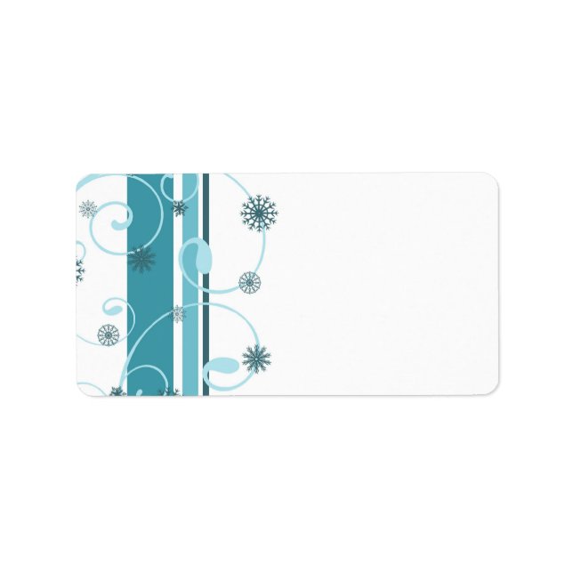 Turquoise Snowflakes Christmas Labels (Front)
