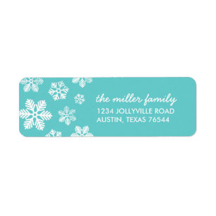 Turquoise Snowflakes Personalised Address Labels