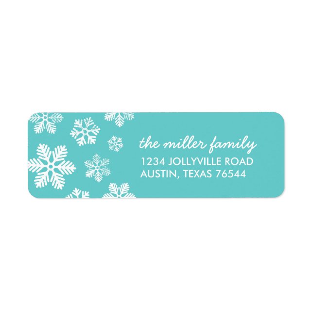 Turquoise Snowflakes Personalised Address Labels (Front)