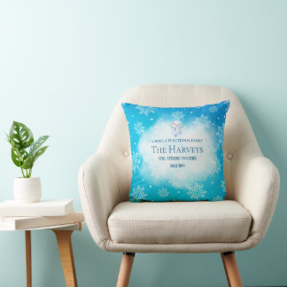 Turquoise Snowman Personalised Funny Family Cushion