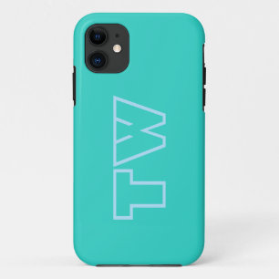 Turquoise Solid Colour Minimalist Monogram  iPhone 11 Case